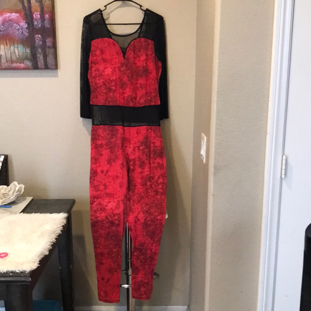 Cleo Apparel Red and Black Jumpsuit